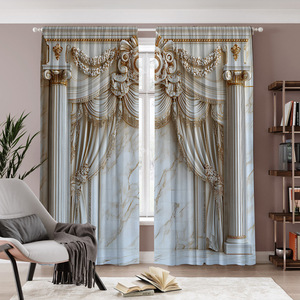 Nouveaux <span class=keywords><strong>rideaux</strong></span> occultants en jacquard à motif géométrique européen pour salon, <span class=keywords><strong>rideaux</strong></span> de fenêtre en jacquard à œillets - Product Image 2