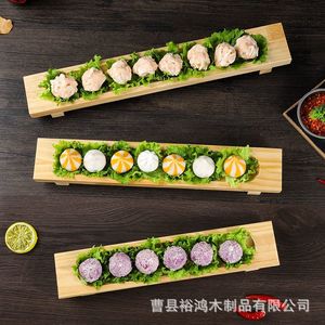 ภาชนะสำหรับร้านอาหารหม้อไฟแบบพิเศษ: จานไม้ไผ่และไม้สำหรับกุ้งเผา, จานไม้สำหรับลูกชิ้นเนื้อ, ลูกชิ้นเนื้อวัว - Product Image 4