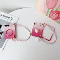 Accessoire magnétique en forme de cœur dégradé rose, adapté à l'étui de téléphone iPhone 18 Ultra, étui de téléphone tendance, sac portable Apple 18 Fold