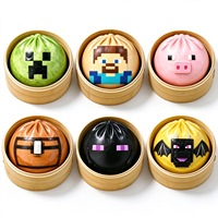 Promotion : Lot de 6 jouets anti-stress personnalisés en TPR, motif dessin animé de jeu de pixels, en forme de pain vapeur, pour enfants et adultes