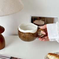 Tasse à café et thé en forme de noix de coco en céramique de haute qualité de 250ml pour un design original pour le petit-déjeuner et l'après-midi modernes pour les couples