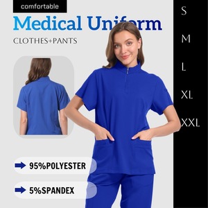 Women's Pink Scrub Top Short Sleeve Zip Front With Pockets For Medical Use Moisture Wicking Hospital Uniforms - Product Image 5