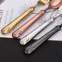 Ensemble de couverts en acier inoxydable doré, cuillères et fourchettes personnalisées pour la restauration, les hôtels et les mariages, vente en gros