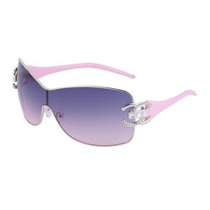 Gafas de sol personalizadas con diamantes de imitación, a prueba de viento, para mujer, UV400, montura grande, deportivas, estilo Instagram, moda Y2K - Product Image 1