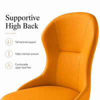 Chaise de salle à manger rembourrée à dossier haut avec accoudoirs, assise rembourrée, support en X, finition orange premium pour la maison et les restaurants