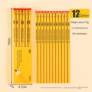 Jaune HB École primaire Croquis <span class=keywords><strong>Dessin</strong></span> Écriture quotidienne Crayons en bois avec gommes - Product Image 6