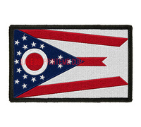 Patchs thermocollants personnalisés brodés Drapeau de l'Ohio (USA) avec motifs Cœur et Fleur pour Sacs, Chapeaux, Vêtements et Toiles