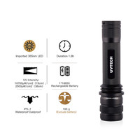 Lampe torche industrielle à LED bleue puissante avec faisceau lumineux uniforme, indice de protection IP68, rechargeable, portée du faisceau de 200 à 300 m