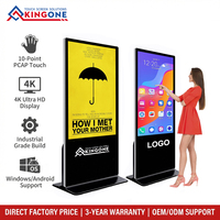Pantalla de publicidad interior de 55 pulgadas hecha a medida, quiosco de pie, Wifi, pantalla táctil LCD, tótem de reproductor multimedia Android