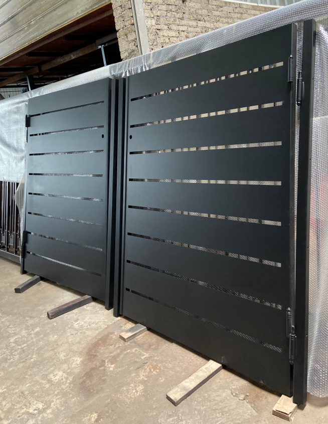 Modern latest designs trimed customized size wrought iron door with your own pattern