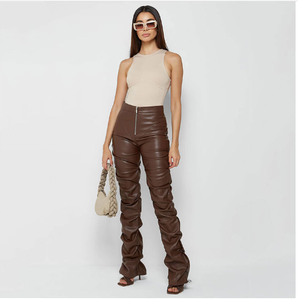 All'ingrosso 2025 estate <span class=keywords><strong>pantaloni</strong></span> da donna <span class=keywords><strong>in</strong></span> <span class=keywords><strong>pelle</strong></span> sintetica autunno moda donna <span class=keywords><strong>pantaloni</strong></span> lunghi pieghevoli <span class=keywords><strong>con</strong></span> personalità frontale piatta - Product Image 5
