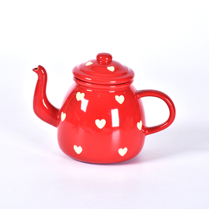 Ensemble de mini théière en céramique blanche, vente en gros, pour faire du thé et parler, rouge uni - Product Image 1