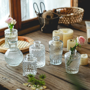 북유럽 스타일 고급 유리 꽃병 꽃꽂이 화병 현대식 탁상 장식 투명 유리 꽃병 - Product Image 2