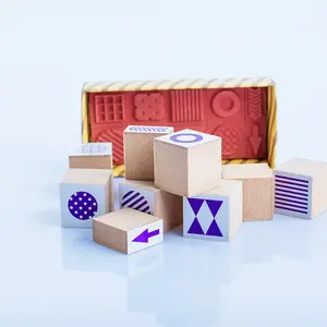 Sello de Madera Creativo Personalizado de <span class=keywords><strong>Venta</strong></span> Caliente, Sello de Goma de Madera No Tóxico para Manualidades Infantiles con Caja - Product Image 1