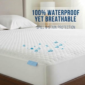 Funda de colchón premium de lyocell jacquard con capa de aire, impermeable, refrescante, transpirable y protectora contra chinches. - Product Image 2