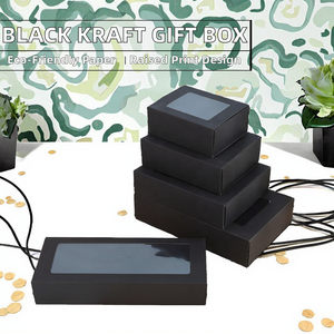 Cajas de Papel Kraft Negras con Ventana Transparente, Cajas de Regalo de Varios Tamaños, Cajas de Cartón Negras para Joyería - Product Image 1