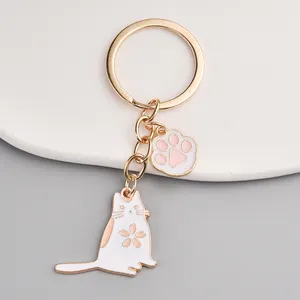 Hot Selling Cartoon Katze Schlüssel bund Schlüssel ring Lucky White Cat Schlüssel anhänger Schult asche Anhänger Schlüssel ring