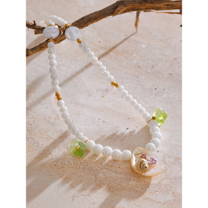 JINYOU Collar de Joyería para Mujer, Colgante de Concha de Perla de Barak Simulada, Flor Esmaltada, Verano, 592 - Product Image 4