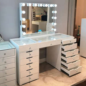 Coiffeuse noire avec vanités en miroir Lampes LED de luxe Table à miroir Princes Chambre Smart Light Maquillage <span class=keywords><strong>blanc</strong></span> - Product Image 3