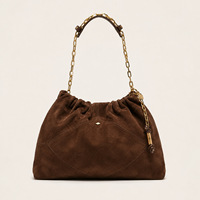 Sac fourre-tout vintage en daim à carreaux, tendance streetwear, nouvelle collection 2026, pour femme, avec fermoir magnétique, porté épaule/bandoulière, grande capacité