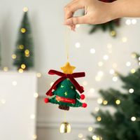 Ornement de Noël en feutre fait main, pendentif à suspendre pour sapin de Noël, maison, gant, chaussette, cloche et nœud en ruban, décoration, cadeau de fêtes