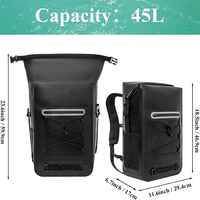 Sac à dos étanche à fermeture roll-top 35L en PVC avec fermeture éclair frontale élastique pour kayak, camping, pêche, activités de plein air, sac de rangement flottant