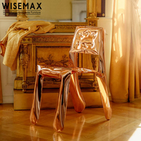 WISEMAX FURNITURE Chaise de salle à manger de style moderne et créatif pour salon, avec dossier en forme de ballon en acier inoxydable, pour restaurant et hôtel