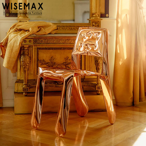 WISEMAX FURNITURE Chaise de salle à manger de style moderne et créatif pour salon, avec dossier en forme de ballon en acier inoxydable, pour restaurant et hôtel - Product Image 3
