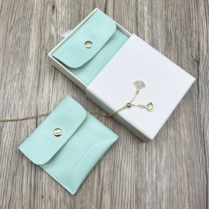 Custom Various Colors Snap LeatherJewelry Packaging Bag with Logo, Gold Button Jewelry Flap Leather Pouch and <b>Box</b> - Product Image 2