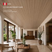 Panel Plafon PVC Laminasi Empat Gelombang Motif Kayu Langsung dari Pabrik untuk Proyek Dekorasi Interior