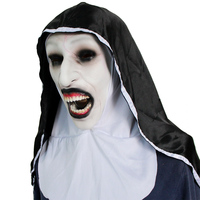 Masque de Nonne d'horreur en latex intégral avec voile et cagoule, accessoire de déguisement Valak pour Halloween, Noël, Cosplay, Fête et événements effrayants