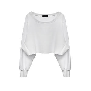 Sweatshirts à manches longues pour femmes Sports O Neck Crop Top Cropped Pullover Hoodies Sweater Outfits - Product Image 3