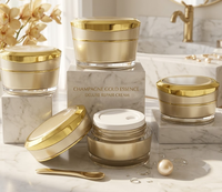 Pot cosmétique en acrylique avec logo personnalisé, 15g, 30g, 50g, couvercle doré, conteneur pour crème pour le visage, emballage rechargeable pour soins de la peau, flacon de beauté de luxe