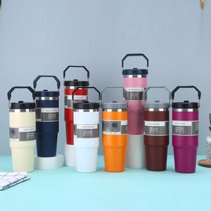 Mug à bière en verre à double paroi isolé sous vide de 30 oz avec paille et poignée, sans BPA, pour enfants - Product Image 5