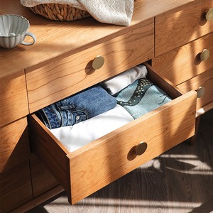 Cherry Wood Nine <b>Drawer</b> Chest Solid Wood Storage Cabinet Nordic Minimalist Bedroom Dresser With <b>Drawers</b> - Product Image 4