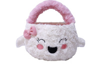 Panier fantôme d'Halloween en peluche moderne et mignon, sac à bonbons en fausse fourrure rose douce et écologique, cadeaux pour enfants, faveur de fête, vente en gros