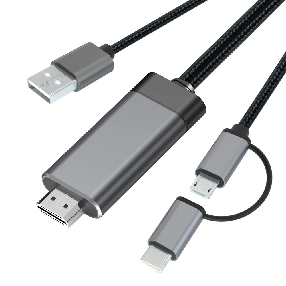 HDMI cable type c Micro USB to HDMI 2-in-1 adapter 1080P HD Mirroring Charging phone to hdmi cable for tv