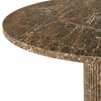 Table à manger ronde en pierre de travertin Byron Reeded Stone, luxe moderne, durable, mobilier de salle à manger pour hôtel