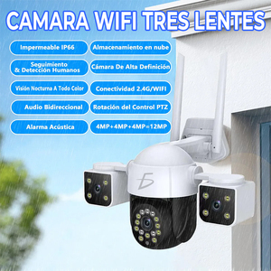 Caméra de sécurité WiFi ELE-GATE 4MP HD 360 degrés, système de surveillance extérieur PTZ avec vision nocturne et antennes doubles - Product Image 3
