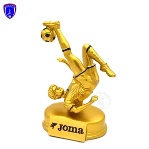 7inch #PBG1224 Stock bulk gold football soccer trophy custom logo awards body figure 3d soccer trophy