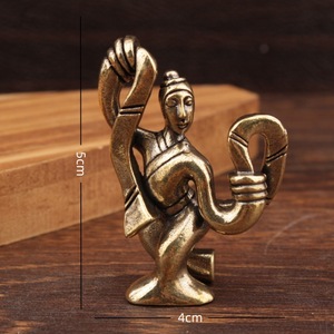 Statuette de danseuse en laiton, décoration de bureau et de maison, artisanat en métal, forme irrégulière - Product Image 4