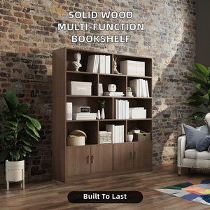 Libreria Moderna in Legno Massello a 5 Ripiani da Pavimento a Soffitto per Soggiorno e Camera da Letto, Scaffale Multifunzione per Ufficio - Product Image 2