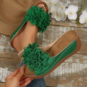 Sandalias de Plataforma con Punta Abierta para Mujer, Verano 2026, Decoración Floral, Sandalias Deslizantes Modernas y Sexys con Parte Superior de PU y Suela de Goma - Product Image 1