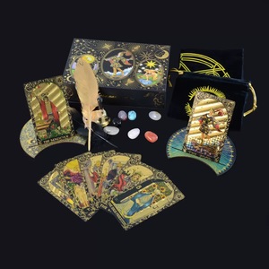 Jeu de tarot Black Sun Rider Waite Deluxe avec plumes, ensemble complet, imperméable, jeu de divination avec pochette à plumes, accessoires en tissu - Product Image 2