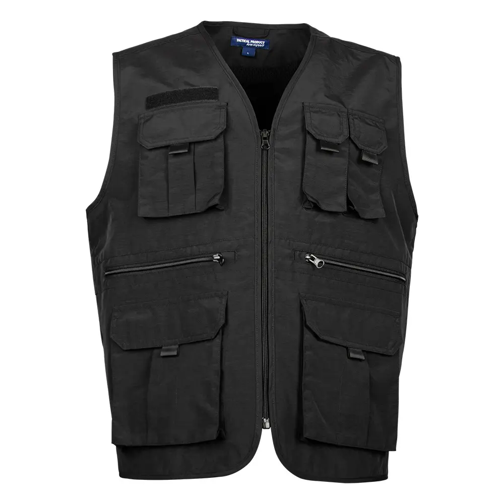 Black Fisher Nylon Outdoor Sleeveless Utility Cargo Vest Streetwear V-Neck Custom V Neck Fashion Training Mens Utility Vest