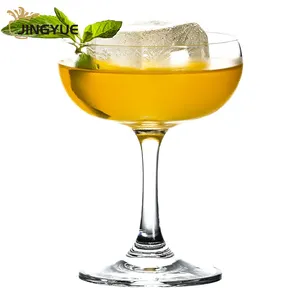 Logo personnalisé 220ml cristal sans plomb fontaine à champagne haut pied tasse à cocktail en verre avec large bouche pour fête d'anniversaire