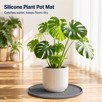Sous-plate en silicone rond personnalisé pour pot de fleurs, motif nid d'abeille, imperméable, rebord surélevé pour pot de fleurs d'intérieur, OEM ODM