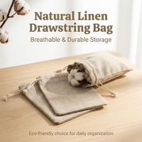 Pochette en lin avec cordon de serrage OEM/ODM, petit sac en tissu naturel avec cordon de serrage pour bijoux, cadeaux, rangement multi-usages, emballage