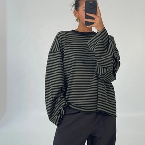 Sudaderas Personalizadas <span class=keywords><strong>de</strong></span> Cuello Redondo Estilo Urbano, Oversize con Hombros Caídos, <span class=keywords><strong>Manga</strong></span> <span class=keywords><strong>Larga</strong></span> para <span class=keywords><strong>Mujer</strong></span>, Camisetas <span class=keywords><strong>de</strong></span> <span class=keywords><strong>Manga</strong></span> <span class=keywords><strong>Larga</strong></span> con Cuello en Bloques <span class=keywords><strong>de</strong></span> Color - Product Image 2