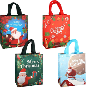 Sacs cadeaux de Noël en non-tissé, 4 styles, motif de dessin animé, taille moyenne, bandoulière, sacs de courses réutilisables - Product Image 1
